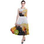 Variety Of Fruit Water Berry Food Splash Kiwi Grape Round Neck Boho Dress