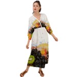 Variety Of Fruit Water Berry Food Splash Kiwi Grape Grecian Style  Maxi Dress