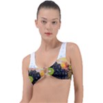 Variety Of Fruit Water Berry Food Splash Kiwi Grape Ring Detail Bikini Top