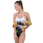 Variety Of Fruit Water Berry Food Splash Kiwi Grape Drape Piece Swimsuit