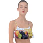 Variety Of Fruit Water Berry Food Splash Kiwi Grape Frill Bikini Top