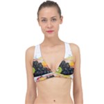 Variety Of Fruit Water Berry Food Splash Kiwi Grape Classic Banded Bikini Top