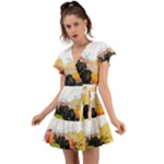 Variety Of Fruit Water Berry Food Splash Kiwi Grape Flutter Sleeve Wrap Dress