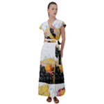 Variety Of Fruit Water Berry Food Splash Kiwi Grape Flutter Sleeve Maxi Dress