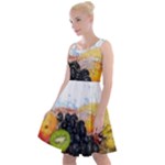 Variety Of Fruit Water Berry Food Splash Kiwi Grape Knee Length Skater Dress