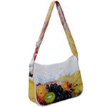 Variety Of Fruit Water Berry Food Splash Kiwi Grape Zip Up Shoulder Bag