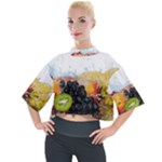 Variety Of Fruit Water Berry Food Splash Kiwi Grape Mock Neck Tee