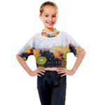 Variety Of Fruit Water Berry Food Splash Kiwi Grape Kids Mock Neck Tee