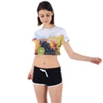 Variety Of Fruit Water Berry Food Splash Kiwi Grape Tie Back Short Sleeve Crop Tee