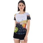 Variety Of Fruit Water Berry Food Splash Kiwi Grape Back Cut Out Sport Tee