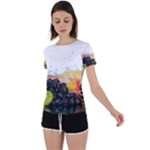 Variety Of Fruit Water Berry Food Splash Kiwi Grape Back Circle Cutout Sports Tee