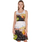 Variety Of Fruit Water Berry Food Splash Kiwi Grape Knee Length Skater Dress With Pockets