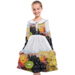 Variety Of Fruit Water Berry Food Splash Kiwi Grape Kids  Midi Sailor Dress