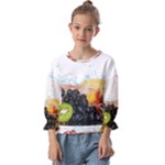 Variety Of Fruit Water Berry Food Splash Kiwi Grape Kids  Cuff Sleeve Top