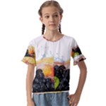 Variety Of Fruit Water Berry Food Splash Kiwi Grape Kids  Cuff Sleeve Scrunch Bottom Tee