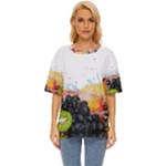 Variety Of Fruit Water Berry Food Splash Kiwi Grape Oversized Basic Tee