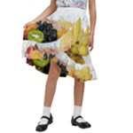 Variety Of Fruit Water Berry Food Splash Kiwi Grape Kids  Ruffle Flared Wrap Midi Skirt