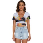 Variety Of Fruit Water Berry Food Splash Kiwi Grape V-Neck Crop Top