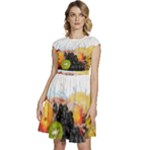 Variety Of Fruit Water Berry Food Splash Kiwi Grape Cap Sleeve High Waist Dress