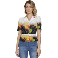 Puffed Short Sleeve Button Up Jacket 