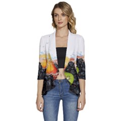 Women s 3/4 Sleeve Ruffle Edge Open Front Jacket 