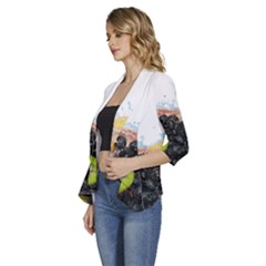 Women s 3/4 Sleeve Ruffle Edge Open Front Jacket 