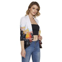 Women s 3/4 Sleeve Ruffle Edge Open Front Jacket 