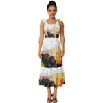 Variety Of Fruit Water Berry Food Splash Kiwi Grape Tie-Strap Tiered Midi Chiffon Dress