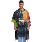 Variety Of Fruit Water Berry Food Splash Kiwi Grape Men s Hooded Rain Ponchos