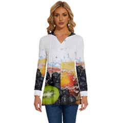 Long Sleeve Drawstring Hooded Top 