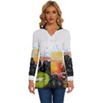 Variety Of Fruit Water Berry Food Splash Kiwi Grape Long Sleeve Drawstring Hooded Top