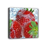Red Strawberries Water Squirt Strawberry Fresh Splash Drops Mini Canvas 4  x 4  (Stretched)