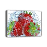 Red Strawberries Water Squirt Strawberry Fresh Splash Drops Mini Canvas 7  x 5  (Stretched)