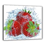 Red Strawberries Water Squirt Strawberry Fresh Splash Drops Canvas 24  x 20  (Stretched)