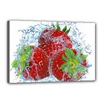 Red Strawberries Water Squirt Strawberry Fresh Splash Drops Canvas 18  x 12  (Stretched)