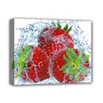 Red Strawberries Water Squirt Strawberry Fresh Splash Drops Deluxe Canvas 14  x 11  (Stretched)