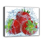 Red Strawberries Water Squirt Strawberry Fresh Splash Drops Deluxe Canvas 20  x 16  (Stretched)