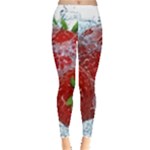 Red Strawberries Water Squirt Strawberry Fresh Splash Drops Leggings 