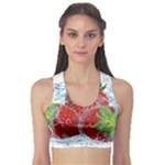 Red Strawberries Water Squirt Strawberry Fresh Splash Drops Sports Bra