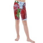 Red Strawberries Water Squirt Strawberry Fresh Splash Drops Kids  Mid Length Swim Shorts