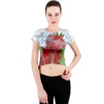 Red Strawberries Water Squirt Strawberry Fresh Splash Drops Crew Neck Crop Top