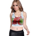 Red Strawberries Water Squirt Strawberry Fresh Splash Drops Racer Back Crop Top