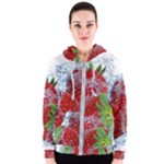 Red Strawberries Water Squirt Strawberry Fresh Splash Drops Women s Zipper Hoodie