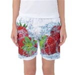 Red Strawberries Water Squirt Strawberry Fresh Splash Drops Women s Basketball Shorts