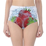 Red Strawberries Water Squirt Strawberry Fresh Splash Drops Classic High-Waist Bikini Bottoms