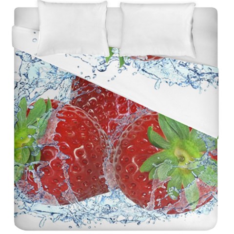 Red Strawberries Water Squirt Strawberry Fresh Splash Drops Duvet Cover Double Side (King Size) from ArtsNow.com