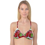 Red Strawberries Water Squirt Strawberry Fresh Splash Drops Reversible Tri Bikini Top