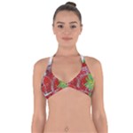 Red Strawberries Water Squirt Strawberry Fresh Splash Drops Halter Neck Bikini Top