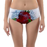 Red Strawberries Water Squirt Strawberry Fresh Splash Drops Reversible Mid-Waist Bikini Bottoms