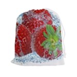 Red Strawberries Water Squirt Strawberry Fresh Splash Drops Drawstring Pouch (2XL)